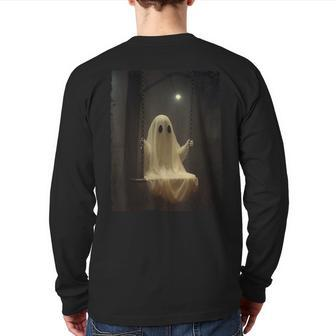 Ghost On The Swing Spooky Gothic Spooky Season Halloween Back Print Long Sleeve T-shirt - Seseable