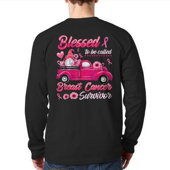 Gnomes Truck Blessed To Be Called Breast Cancer Survivor Back Print Long Sleeve T-shirt - Seseable