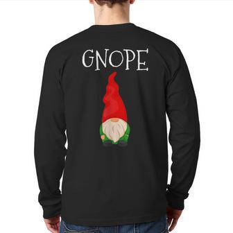 Gnope Swedish Tomte Gnomes Christmas Nope Scandinavian Back Print Long Sleeve T-shirt - Monsterry