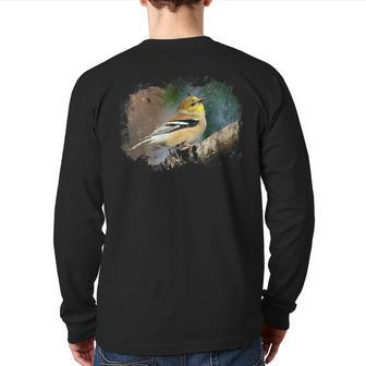 Goldfinch Bird For Nature Lovers Birder Back Print Long Sleeve T-shirt | Mazezy