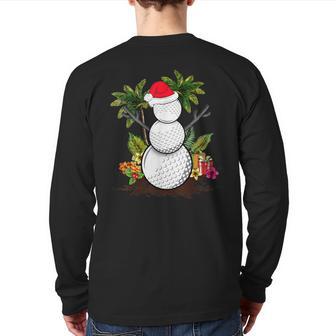 Golf Christmas In July Summer Snowman Golfer Party Hawaii Back Print Long Sleeve T-shirt - Monsterry UK