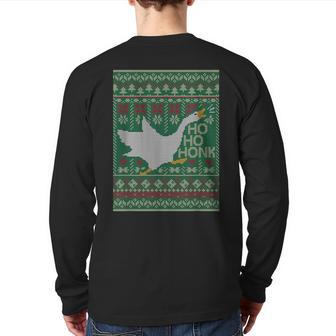 Goose Ugly Christmas Sweater Ho Ho Honk Xmas Party Back Print Long Sleeve T-shirt - Monsterry CA