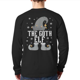 The Goth Elf Matching Family Group Christmas Party Pajama Back Print Long Sleeve T-shirt - Monsterry