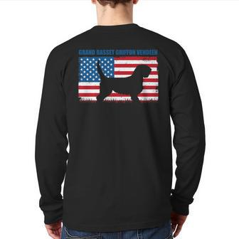 Grand Basset Griffon Vendeen American Flag Patriotic Back Print Long Sleeve T-shirt | Mazezy