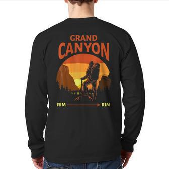 Grand Canyon National Park Rim Rim Retro Hiking Back Print Long Sleeve T-shirt - Monsterry AU