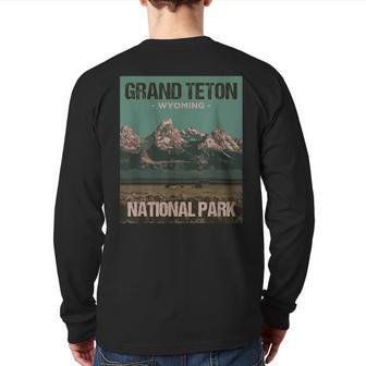 Grand Teton National Park Wyoming Poster Back Print Long Sleeve T-shirt | Mazezy