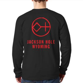 Grand Tetons Jackson Hole Wy Diamond Cross Ranch Back Print Long Sleeve T-shirt | Mazezy