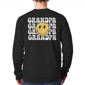 Grandpa One Happy Dude Birthday Theme Family Matching Back Print Long Sleeve T-shirt - Monsterry