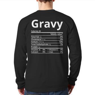 Gravy Nutrition Facts Family Thanksgiving Christmas Back Print Long Sleeve T-shirt - Thegiftio UK