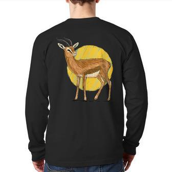 Great Gazelle Thomson Gazelle Savannah Desert African Back Print Long Sleeve T-shirt | Mazezy