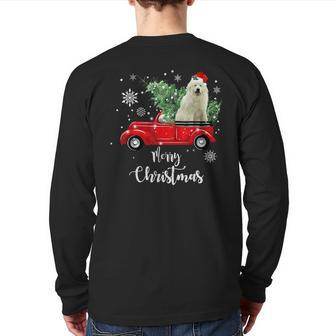 Great Pyrenees Ride Red Truck Christmas Pajama Back Print Long Sleeve T-shirt - Monsterry UK