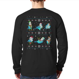 Green Quaker Ugly Christmas Sweater Parrot Owner Birb Back Print Long Sleeve T-shirt | Mazezy