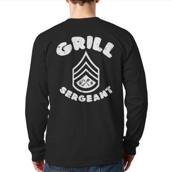 Grill Sergeant Bbq Barbecue Meat Lover Dad Boys Back Print Long Sleeve T-shirt | Mazezy