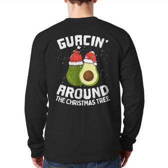 Guacin´ Around The Christmas Tree Avocado Fruit Guac Xmas Back Print Long Sleeve T-shirt - Monsterry