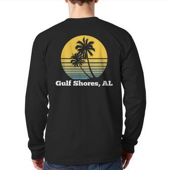 Gulf Shores Alabama Retro Vintage Palm Tree Beach Back Print Long Sleeve T-shirt | Mazezy