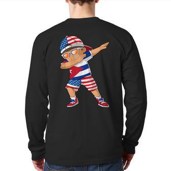 Half American Half Cuban Boy Kid Cuba Flag Patriotic Back Print Long Sleeve T-shirt - Seseable