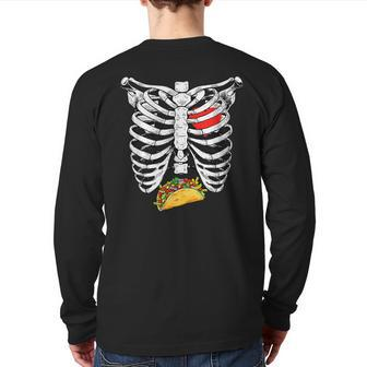 Halloween Dad Skeleton Costume Taco Matching Couple Back Print Long Sleeve T-shirt - Seseable