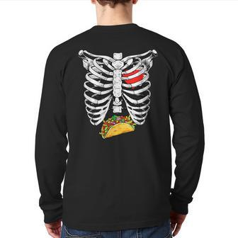 Halloween Dad Skeleton Taco Belly Pregnancy Couple Back Print Long Sleeve T-shirt - Thegiftio UK
