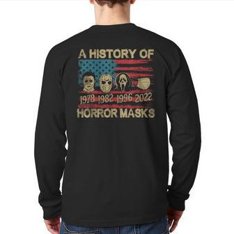Halloween Face Masks Lazy Halloween Costum History Of Horror Back Print Long Sleeve T-shirt - Thegiftio UK