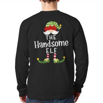 Handsome Elf Group Christmas Pajama Party Back Print Long Sleeve T-shirt - Monsterry UK