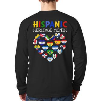 Happy National Hispanic Heritage Month All Countries Heart Back Print Long Sleeve T-shirt - Monsterry DE