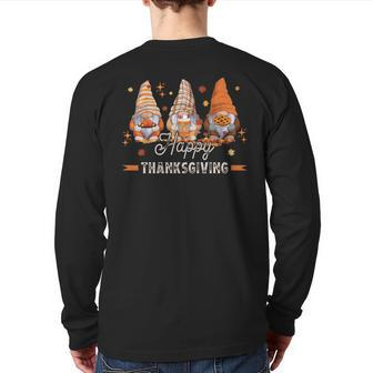 Happy Thanksgiving Autumn Gnomes With Harvest Back Print Long Sleeve T-shirt - Monsterry UK