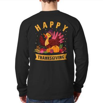 Happy Thanksgiving Dinner Turkey Lover Back Print Long Sleeve T-shirt - Seseable