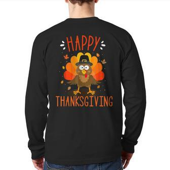 Happy Thanksgiving For Turkey Day Family Dinner Back Print Long Sleeve T-shirt - Seseable
