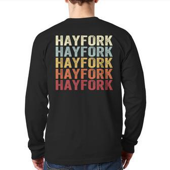 Hayfork California Hayfork Ca Retro Vintage Text Back Print Long Sleeve T-shirt | Mazezy