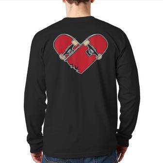 Heart Board Skateboard Love Back Print Long Sleeve T-shirt | Mazezy