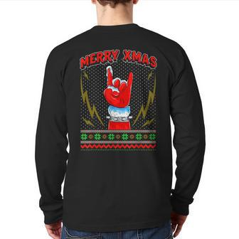 Heavy Metal And Rock Ugly Christmas Sweater Back Print Long Sleeve T-shirt | Mazezy