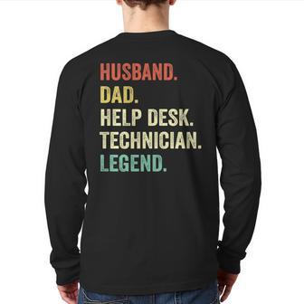 Help Desk Technician It Helpdesk Engineer Geek Nerd Back Print Long Sleeve T-shirt | Mazezy