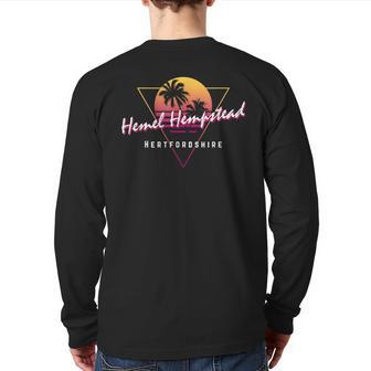 Hemel Hempstead Hertfordshire 80S Retro Graphic Sunset Back Print Long Sleeve T-shirt | Mazezy