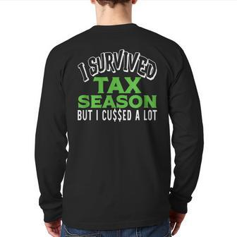 Hilarious Accountant Cpa I Survived Tax Season But Cussed Back Print Long Sleeve T-shirt | Mazezy DE