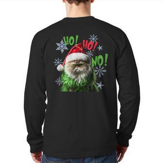 Ho Ho No Bad Cat Christmas Back Print Long Sleeve T-shirt - Seseable