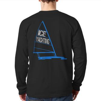 Ice Yachting Ice Boating Graphic Back Print Long Sleeve T-shirt | Mazezy