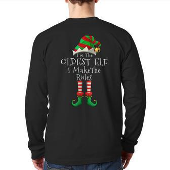 I'm The Oldest Elf Family Matching Christmas Holiday Back Print Long Sleeve T-shirt - Seseable