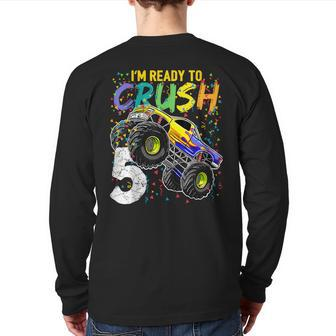 I'm Ready To Crush 5 Monster Truck 5Th Birthday Boys Back Print Long Sleeve T-shirt - Monsterry UK