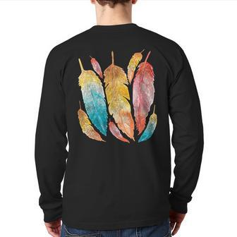 Indigenous Feathers Native American Roots Native American Back Print Long Sleeve T-shirt | Mazezy