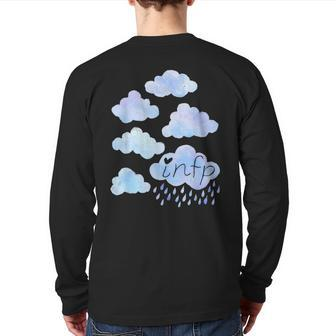 Infp Day Dreamer Blue Rain Clouds Watercolor Back Print Long Sleeve T-shirt | Mazezy