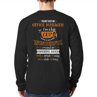 Inked Office Manager Big Cup Of Awesome Sassy Classy Crazy Back Print Long Sleeve T-shirt | Mazezy