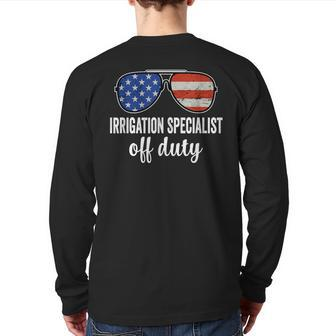 Irrigation Specialist Off Duty American Flag Sunglasses Back Print Long Sleeve T-shirt | Mazezy