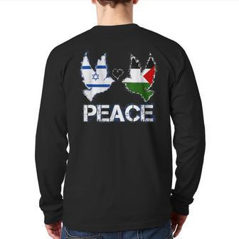 Israel Palestine Peace Friendship Pigeons Back Print Long Sleeve T-shirt - Seseable