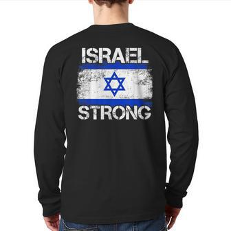 Israel Strong Flag Support I Stand With Israel Back Print Long Sleeve T-shirt - Monsterry