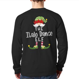 Italo Dance Elf Group Christmas Pajama Party Back Print Long Sleeve T-shirt | Mazezy