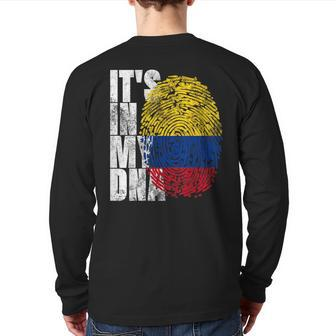 It's In My Dna Colombian Proud Hispanic Colombia Flag Back Print Long Sleeve T-shirt | Mazezy