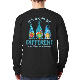 Its Ok To Be Different Autism Awareness Gnomes Back Print Long Sleeve T-shirt - Seseable