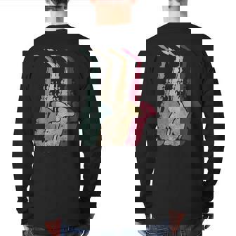 Jazz Musician Saxophone Vintage Colorful Back Print Long Sleeve T-shirt | Mazezy