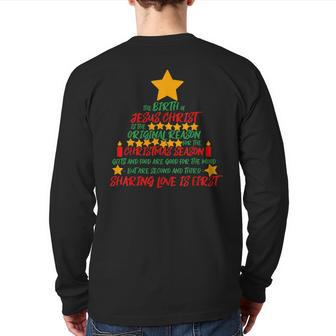 Jesus Is The Reason For The Season Christmas Sign Decoration Back Print Long Sleeve T-shirt | Mazezy