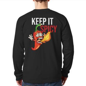 Keep It Spicy Chili Hot Red Pepper Jalapeno Back Print Long Sleeve T-shirt | Mazezy